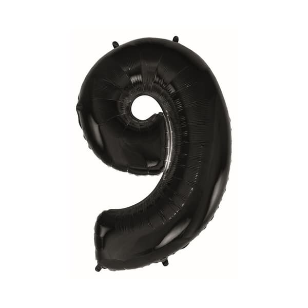 Folieballon tal 9 92cm sort Godan