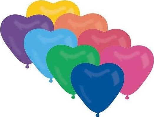 GMR Balloner mix farvede hjerter - 29 cm - 50 stk universal