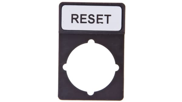 Sort rektangulær beskrivende plade RESET ST22-1901P07