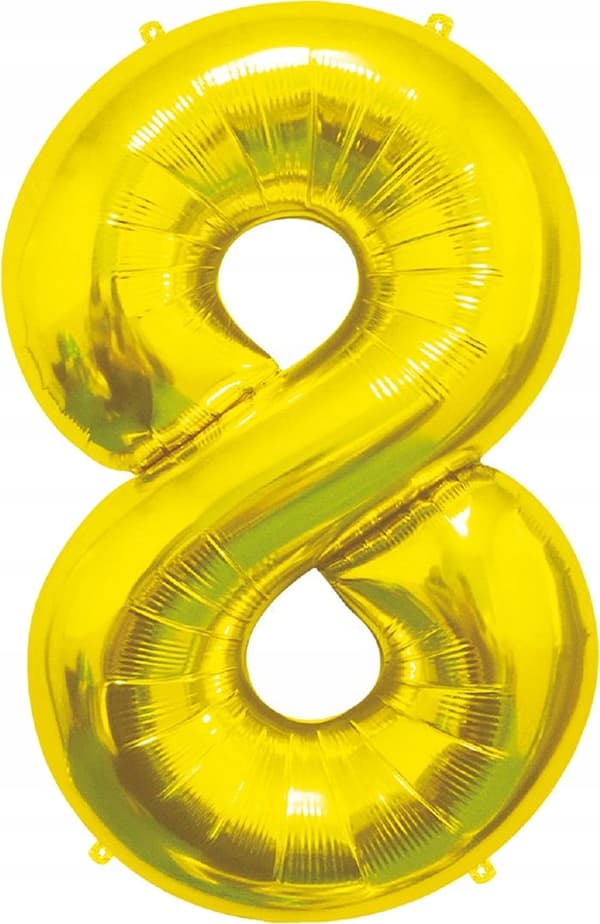 Folieballon B&C Nummer 8, guld, 85 cm