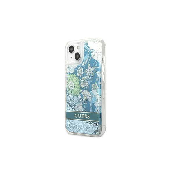 Guess GUHCP13SLFLSN iPhone 13 mini 5.4\" grön/grönt Hardcase Flower Liquid Glitter