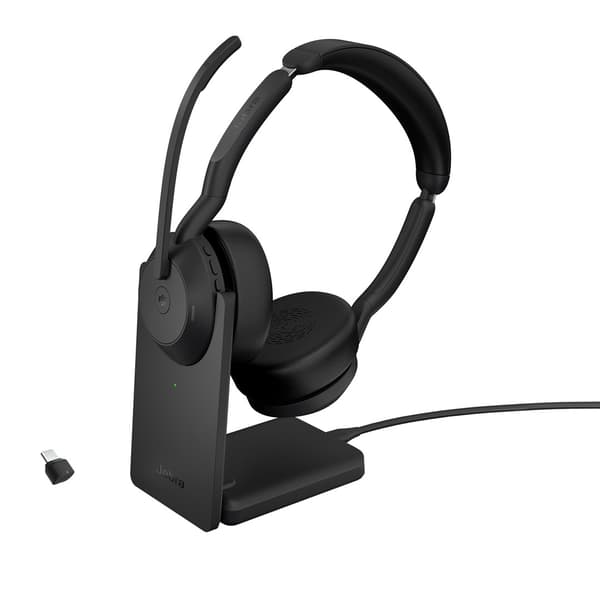 Jabra Evolve2 55 MS Stereo USB Headset svart USB-C laddningsstation