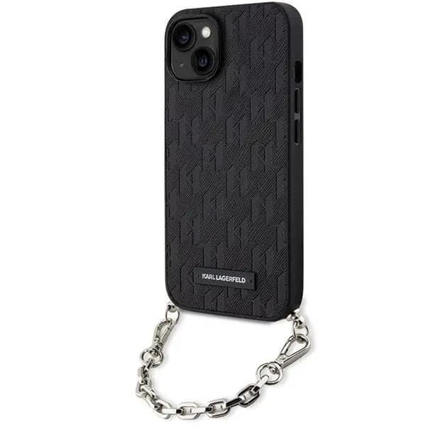 Karl Lagerfeld KLHCP14SSACKLHPK iPhone 14 6,1\" sort/sort hardcase med Saffiano-monogramkæde