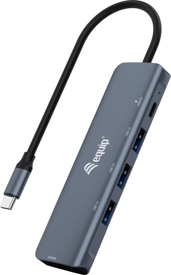 Equip USB-C 5-i-1 MULTIFUNKTIONELL adapter, HDMI, USB 3.2 GEN1, 100W USB PD