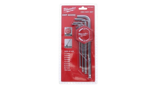 Kuusiokoloavainsarja pallopäällä 9kpl 1,5-10mm Hex MILWAUKEE