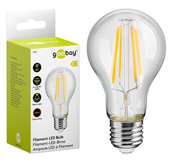 LED filamentlampa, 11W, E27, 1521lm, 2700K, 65397