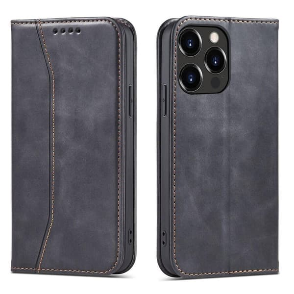 Magnet Fancy Case Cover til iPhone 14 Plus Flip Cover Pung Stativ sort