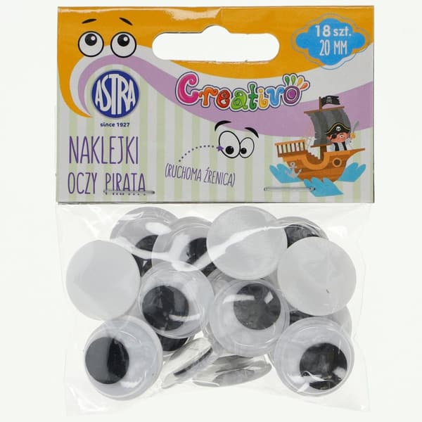 Itsekiinnittyvät silmät 20 mm Pirate ASTRA -silmät