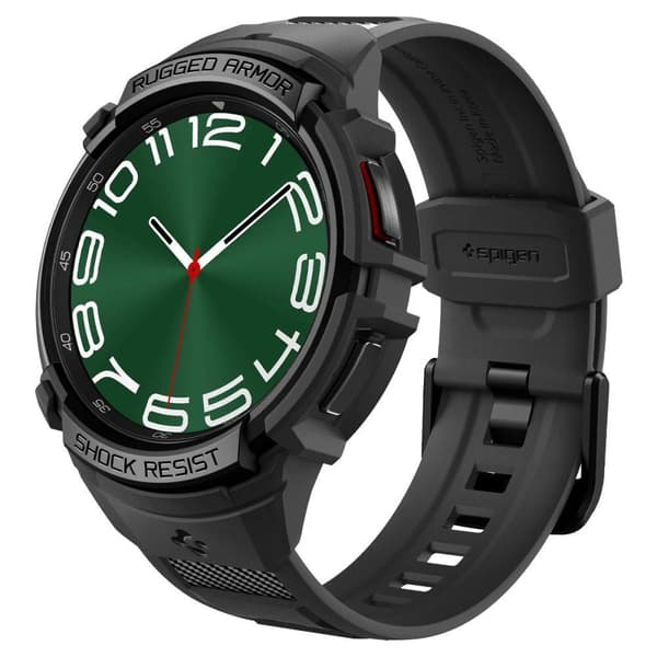 Spigen Rugged Armor Pro etui med rem til Samsung Galaxy Watch 6 Classic (47 mm) – Sort