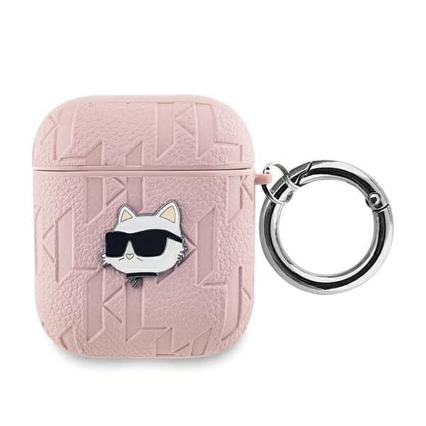 Karl Lagerfeld KLA2PGCHPP Apple AirPods 1/2 -kotelo Monogram Choupette Head pinkki