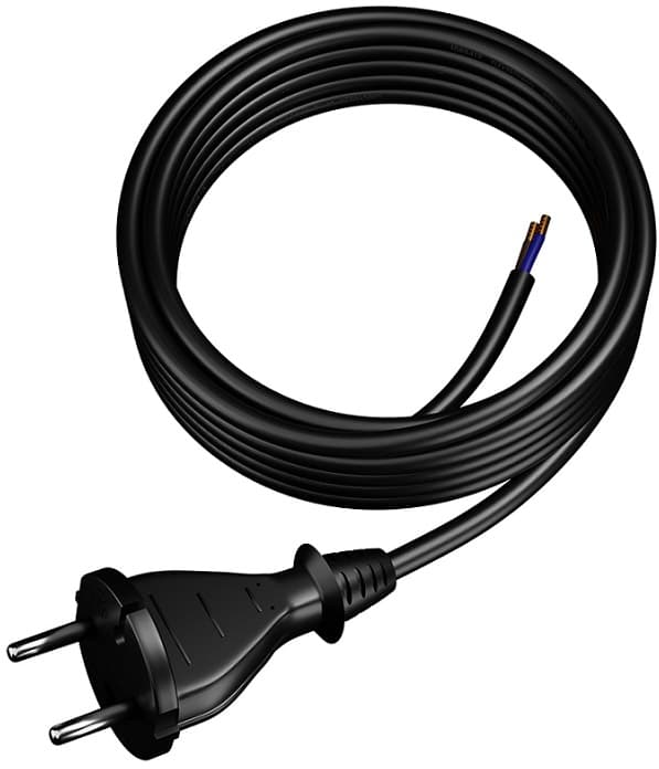 KABEL TILSLUTNING.Z LIGE STIK IP20 2*1 H05RR 5M SORT