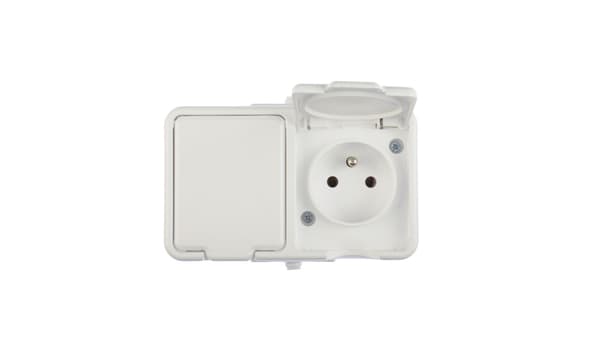 Cedar lufttät dubbeluttag med/u 16A IP44 vit Nt-230H NT230H01