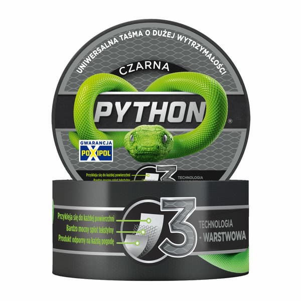 Universaltejp Python 48mm x 9m svart