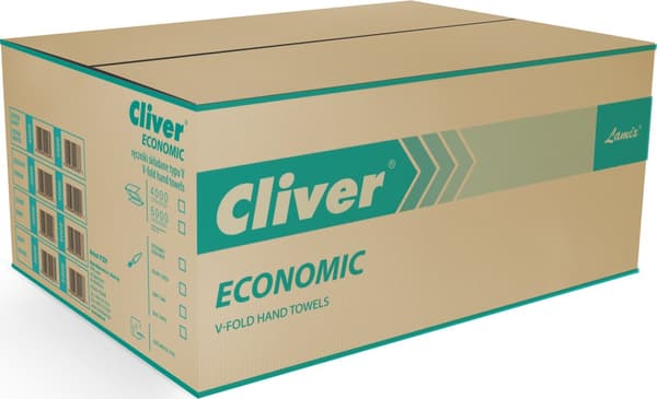 Foldehåndklæder Cliver Economic V-Fold 1w Affaldspapir hvid (20x200), HVID