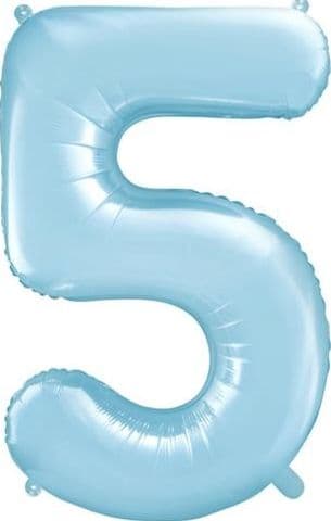 Folieballon Tal “5”, 86cm, lyseblå