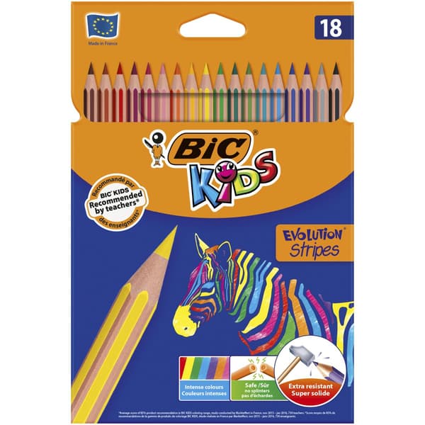 Farveblyanter Børn Eco Evolution Stripes 18 farver BIC