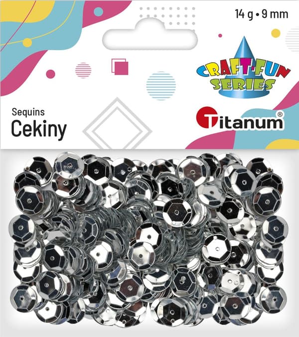 Paljetter 9mm metallisk silver 14g