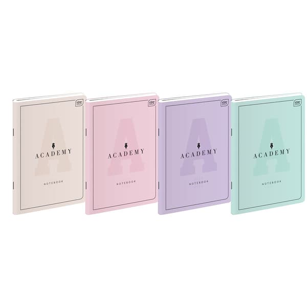 Notesbog A5 60k linje M 90g ACADEMY pastel INTERDRUK mix pris for 1 stk