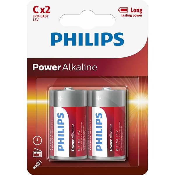 Alkaliparistot Philips Power LR14 1,5 V Tyyppi C (2 osaa)