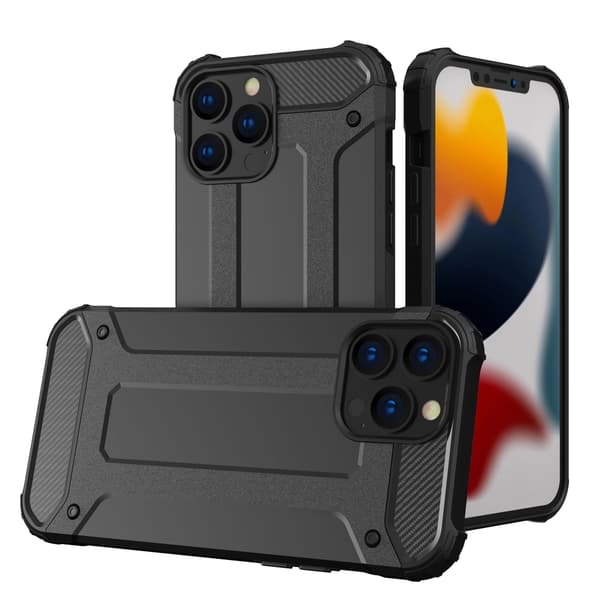 Hybrid Armor robust TPU/PC panser mobiltelefoncover Hard Case til iPhone 13 Pro Max sort