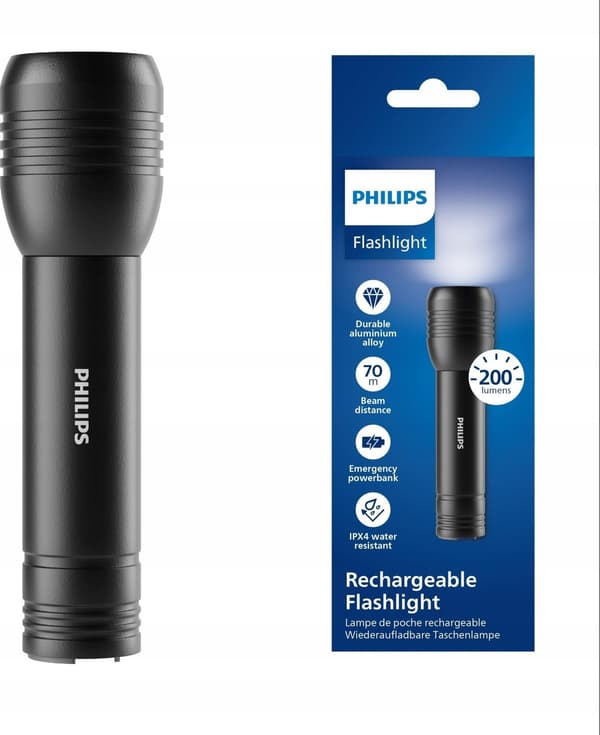Genopladelig lommelygte USB 200lm Philips SFL7003R/10