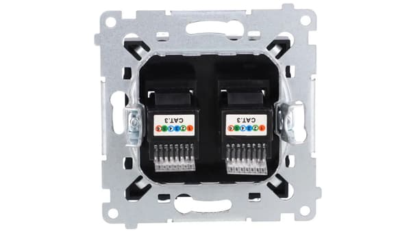 Kontakt-Simon Simon 54 Dobbelt telefonstik RJ12 (modul) sort mat DT2.01/49