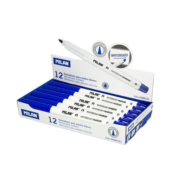 Tuschpenne Milan Whiteboard 12 enheder Blå PVC