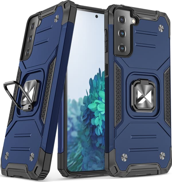 Wozinsky Ring Armor Tough Hybridfodral + Magnethållare för Samsung Galaxy S22 blå