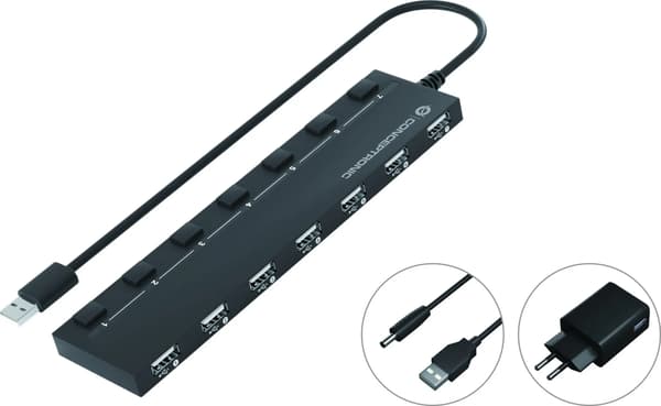 USB HUB Conceptronic CONCEPTRONIC USB-hubb 7-portars 2.0 ->7x2.0 extra m.NetzTeil sv