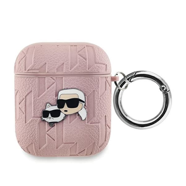 Karl Lagerfeld KLA2PGKCPP Apple AirPods 1/2 -kotelo Monogram Karl & Choupette Head pinkki