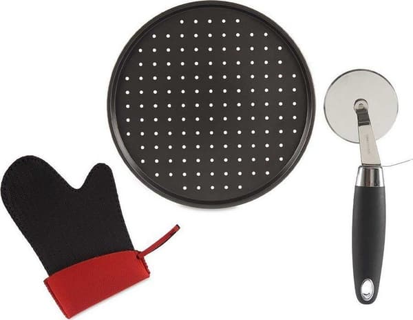 Køkkensæt Pizza Sort Rustfrit stål Plast 33 x 2 x 33 cm (3 dele)