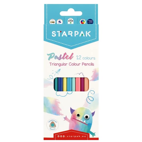Trekantede blyanter pastel 12 farver