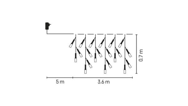 Julelys Emos lys lys XMAS istapper 6W 200LED 3,6m IP44 /8 programmer/ varm Bialad4CW01