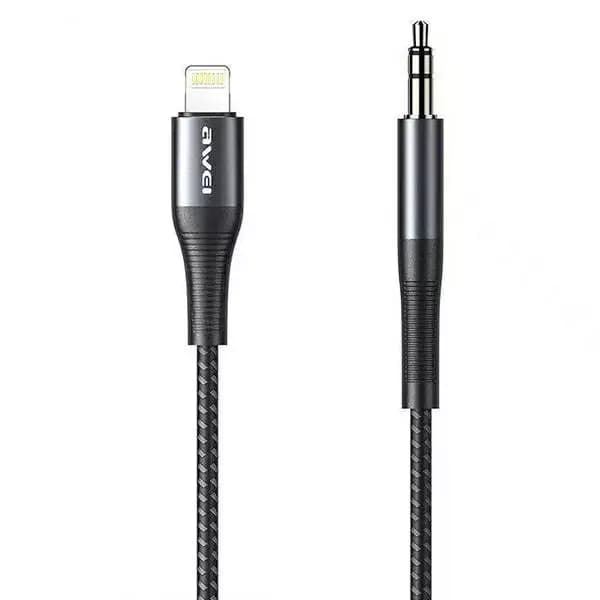 AWEI CL-116L Lightning/Jack 3.5 -sovitinkaapeli, musta