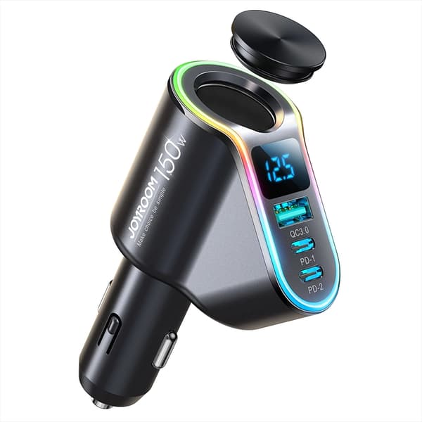 Joyroom Hurtig Biloplader 4i1 USB-A QC3.0 / 2xUSB-C PD 150W Sort (JR-CL21)