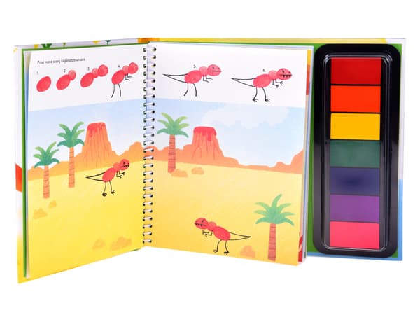 Kreativ fingerfärgsbok DINOSAURIER 64 sidor 7 färger AP0048