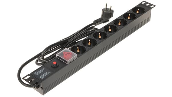 Delta Strømskinne 19\" 1U 7x Schuko (L19/7F)