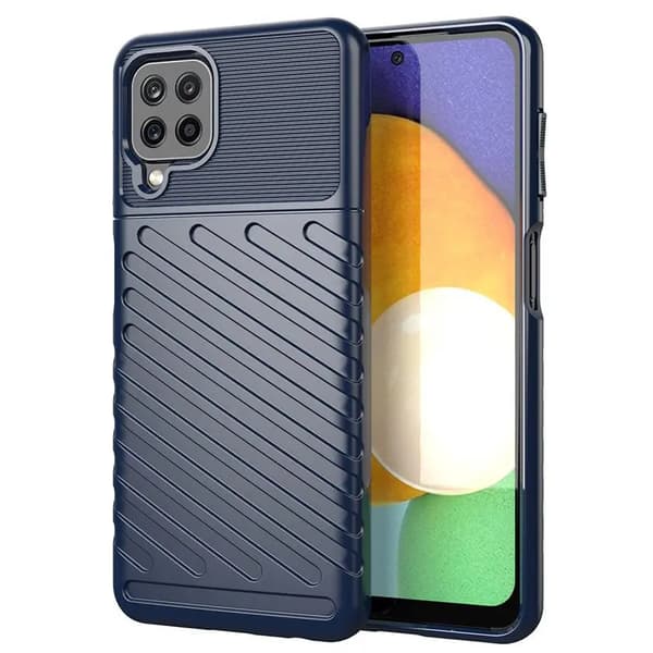 Thunder Case Flexibelt Robust Pansar Mobilskal TPU Skyddsfodral för Samsung Galaxy A22 4G blå