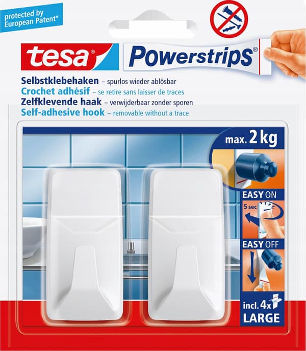 Tesa tesa Powerstrips Haken L rektangulär vit