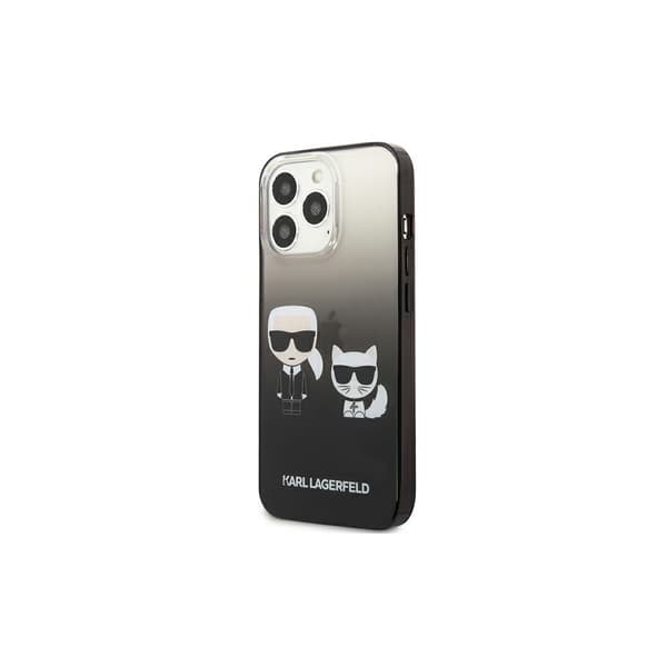 Karl Lagerfeld Gradient Ikonik Karl&Choupette Cover til iPhone 13 Pro / iPhone 13 - Sort