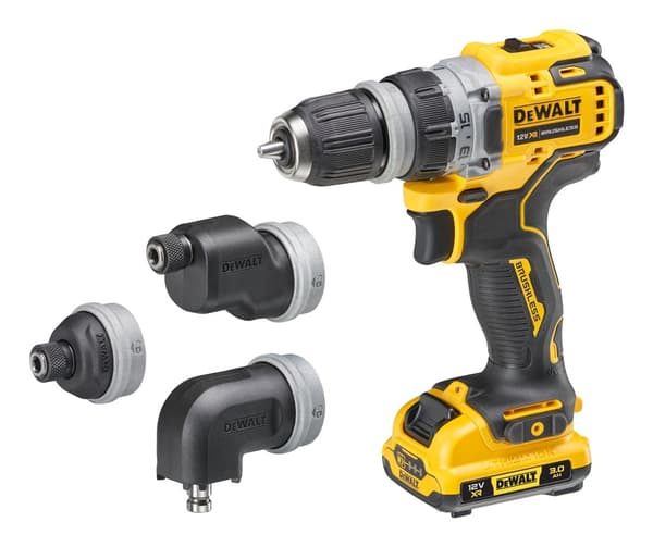DEWALT BOREMASKINE 12V 2x3,0AH UDSKIFTELIGE HOVEDER DCD703L2T