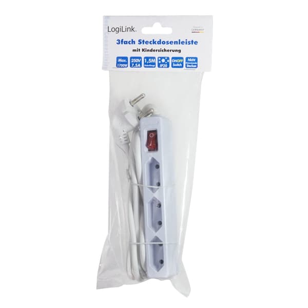 LogiLink 3-ports stikdåse Slim LPS230