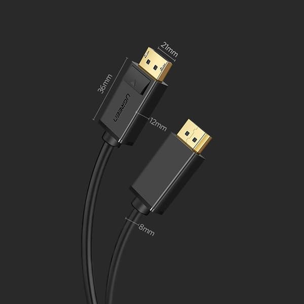 Kabel DisplayPort til DisplayPort UGREEN DP102, 4K, 3D, 1m - sort