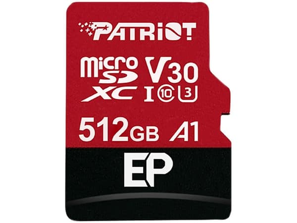 Patriot EP Series MicroSDXC minneskort 512GB Klass V30 + Adapter