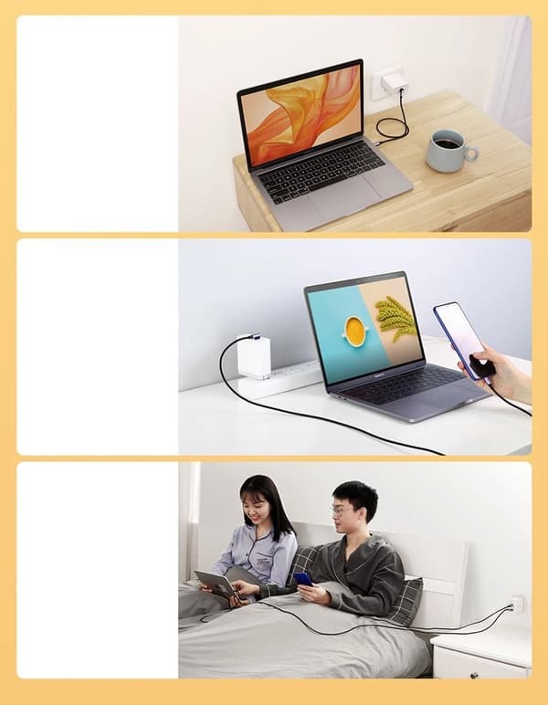Ugreen US255 50125 USB-C (lige) / USB-C (vinklet) PD QC-kabel 60 W 3 A 2 m – grå