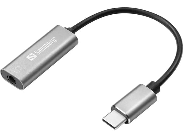 Sandberg USB-C lydadapter USB-C lydadapter, USB, 3,5 mm, sølv, hvid