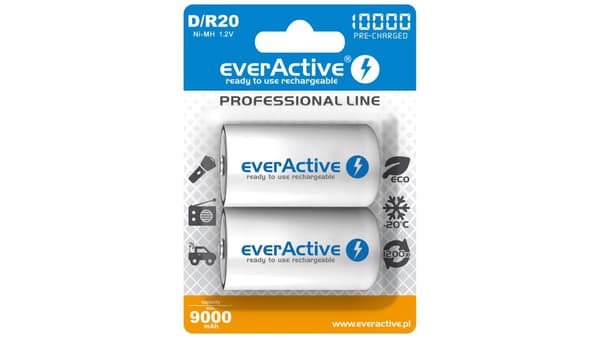 EverActive-akku Professional Line D/R20 10000mAh 2 kpl