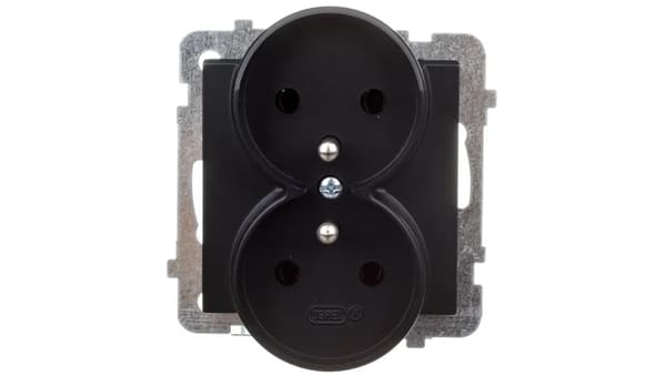 Ospel Dobbelt Sonata Stikkontakt med Jordforbindelse Sort Metallic (GP-2Rrz/M/33)