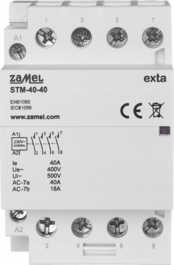 Modulær kontaktorspole 40A 230V AC 4xNO TH35 EXTA