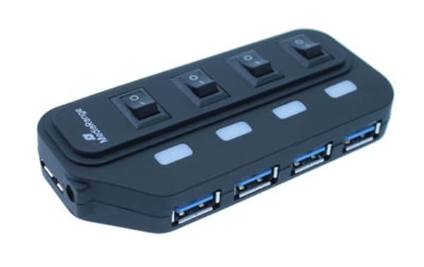 MediaRange USB-HUB 4-portars USB 3.0 extern svart